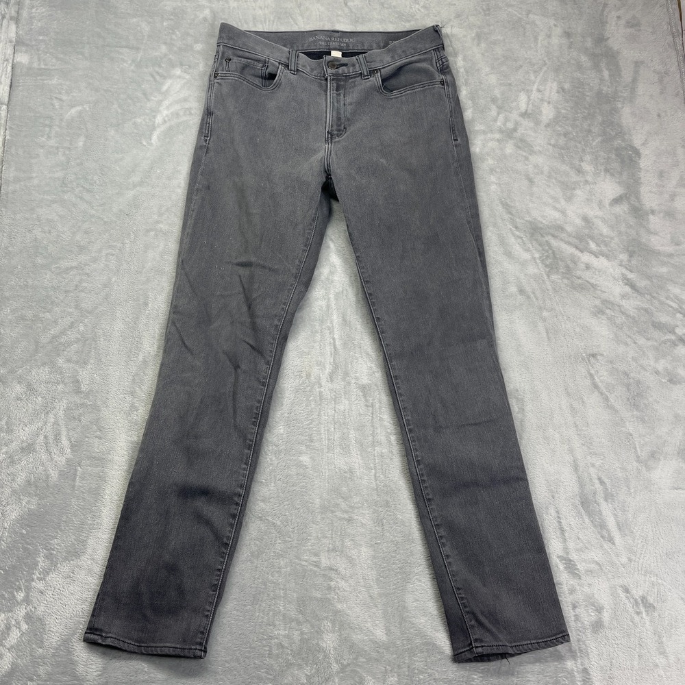 Banana Republic The Travelers Jeans Mens 33x34 Gray Denim Slim Fit Straight Leg